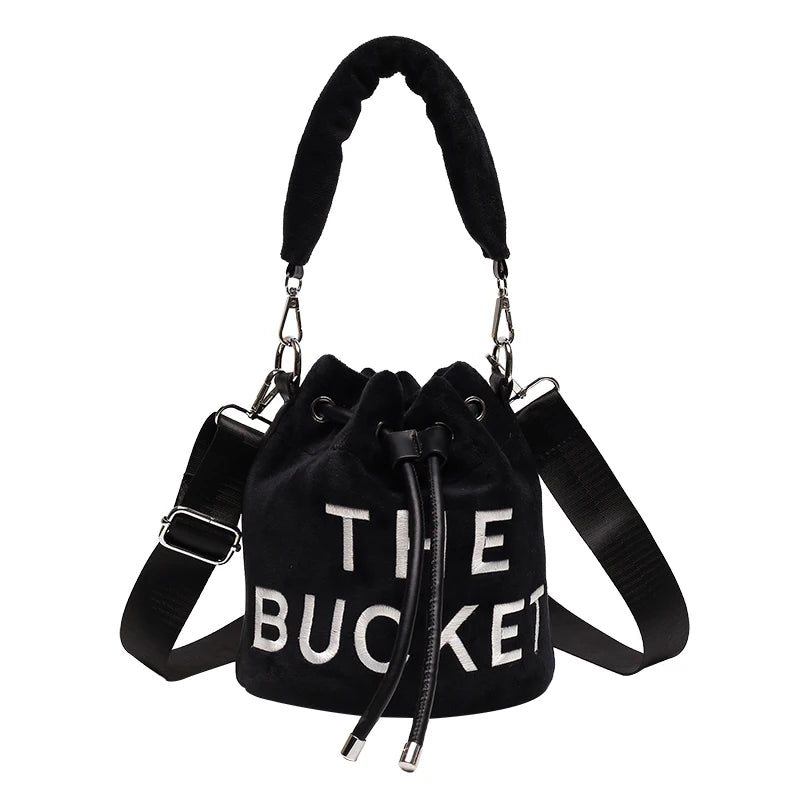 Winter Velvet Bucket Bags for Women Purses and Handbags Crossbody Bag