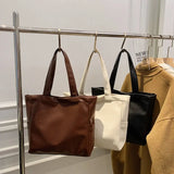 Winter Vintage Brown Shoulder Bag Women Textured PU Leather Underarm Tote