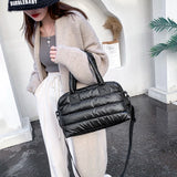 Winter Warm Down Satchel Space Women's Shoulder Bag Nylon Quilted