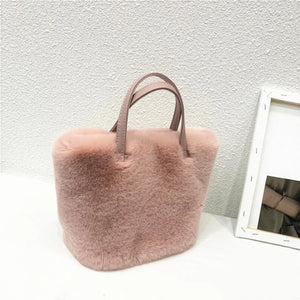 Winter Warm Fur Bags Shoulder Bag Faux Fur Handbags Tote Bag Purse