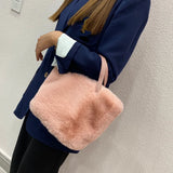 Winter Warm Fur Bags Shoulder Bag Faux Fur Handbags Tote Bag Purse