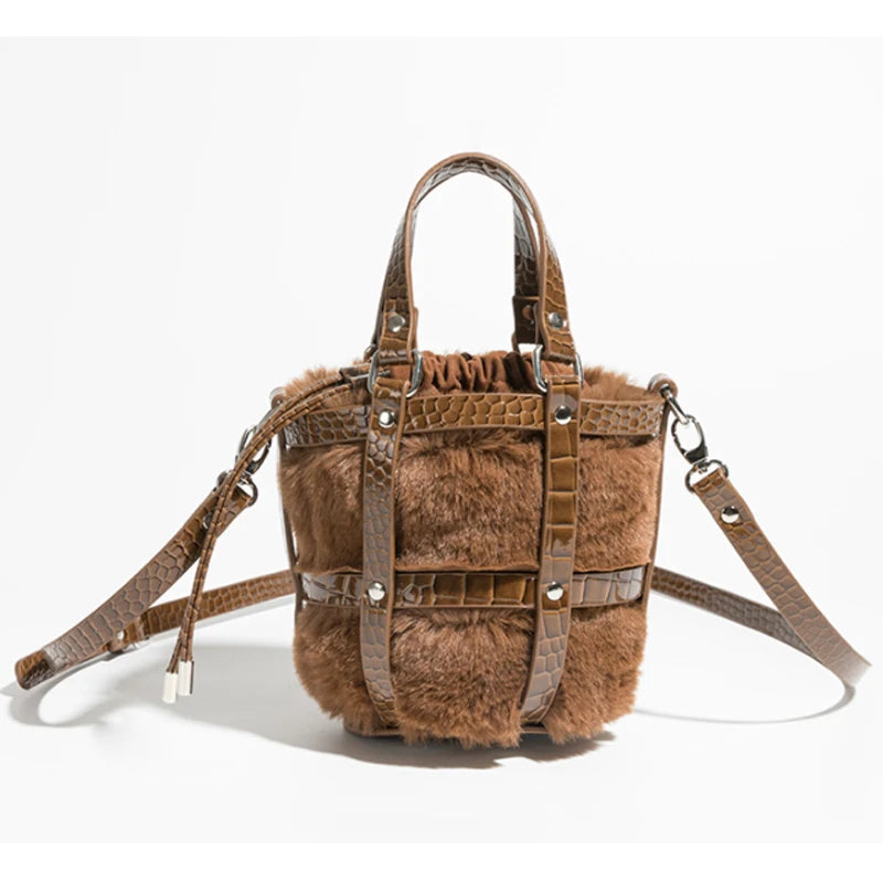 Winter Warm Faux Fur Shoulder Bag Crossbody Tote Bag Ladies Bolsa Feminina