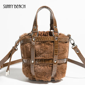 Winter Warm Faux Fur Shoulder Bag Crossbody Tote Bag Ladies Bolsa Feminina