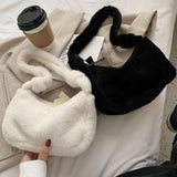 Winter Women Bag Faux Fur Solid Female Shoulder Bags Underarm Ladies