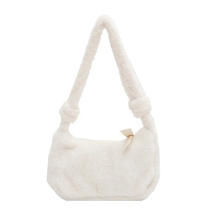 Winter Women Bag Faux Fur Solid Female Shoulder Bags Underarm Ladies All Match
