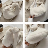 Winter Women Bag Faux Fur Solid Female Shoulder Bags Underarm Ladies All Match