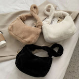 Winter Women Bag Faux Fur Solid Female Shoulder Bags Underarm Ladies All Match