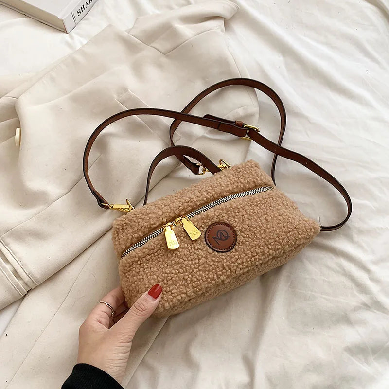 Winter Women Bags Woolen Handbags Crossbody Bags Plush Women Shoulder Bag Purse