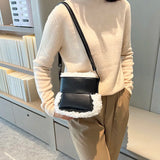 Winter Women Furry Lambswool Crossbody Bags Soft Leather Mini Shoulder Bags