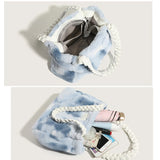 Winter Women Panelled Purse Handbag Large Capacity Plush Shoulder Bag