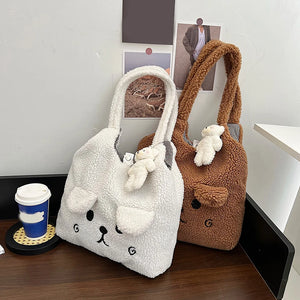 Winter Women Shopping Bag Soft Japanese Style Shoulder Bags Plush Large Capacity