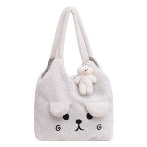 Winter Women Shopping Bag Soft Japanese Style Shoulder Bags Plush Large Capacity