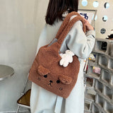 Winter Women Shopping Bag Soft Japanese Style Shoulder Bags Plush Large Capacity