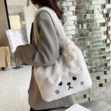 Winter Women Shopping Bag Soft Japanese Style Shoulder Bags Plush Large Capacity