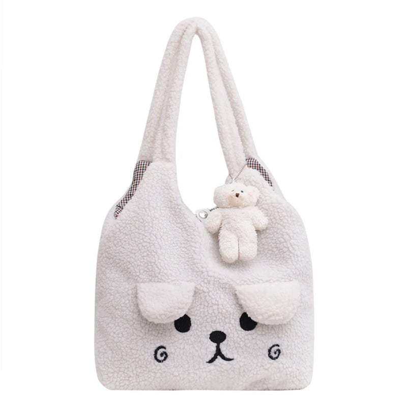 Winter Women Shopping Bag Soft Japanese Style Shoulder Bags Plush Large Capacity