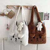 Winter Women Shopping Bag Soft Japanese Style Shoulder Bags Plush Large Capacity
