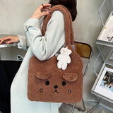 Winter Women Shopping Bag Soft Japanese Style Shoulder Bags Plush Large Capacity