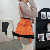 Winter Women Shoulder Bag Solid Knitted Totes Large Capacity Daily Retro Handbag