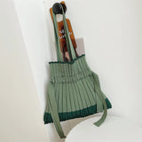 Winter Women Shoulder Bag Solid Knitted Totes Large Capacity Daily Retro Handbag