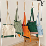 Winter Women Shoulder Bag Solid Knitted Totes Large Capacity Daily Retro Handbag