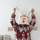 Winter Women Small Plush Tote Warm Cloth Wrist Bags Embroidery Soft Handbag