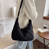 Winter Women Soft Nylon Quilted Crossbody Side Bag Lady Casual Shoulder Handbag