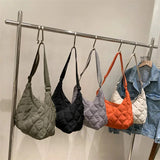 Winter Women Soft Nylon Quilted Crossbody Side Bag Lady Casual Shoulder Handbag
