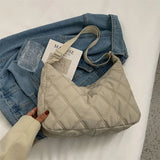 Winter Women Soft Nylon Quilted Crossbody Side Bag Lady Casual Shoulder Handbag