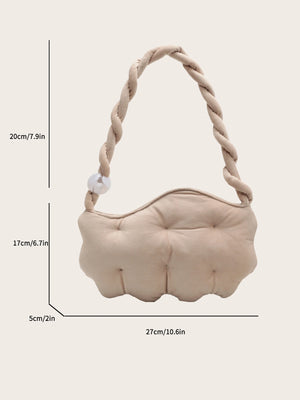Women's Padded Shoulder Bag with Acrylic Beads Strap