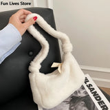 Women's Faux Fur Tote Handbag Plush Bag