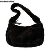 Women's Faux Fur Tote Handbag Plush Bag