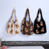 Winter Women's Cartoon Handbags Faux Lamb Swool Plush Shoulder Bag