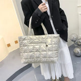 Winter Women's Soft Down Shoulder Bag Large Capacity Tote Bag
