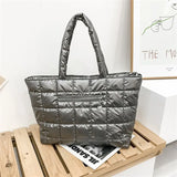 Winter Women's Soft Down Shoulder Bag Large Capacity Tote Bag