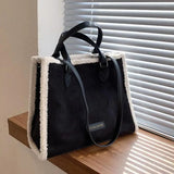 Winter Suede Shoulder Bag High Stitching Plush Female Handbag
