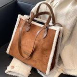 Winter Suede Shoulder Bag High Stitching Plush Female Handbag