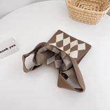 Plaid Knitted Shoulder Bag Winter Wool Handbag for Women