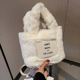 Warm Faux Fur Tote Handbag for Women Mini Purse