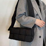 Winter Woven Cotton Crossbody Bag for Women Down Padded Shoulder Bags
