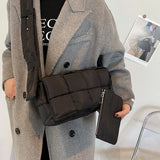 Winter Woven Cotton Crossbody Bag for Women Down Padded Shoulder Bags