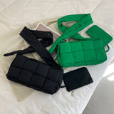 Winter Woven Cotton Crossbody Bag for Women Down Padded Shoulder Bags