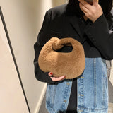 Winter Plush Mini Leather Clutch Bag