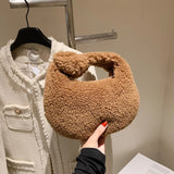 Winter Plush Mini Leather Clutch Bag