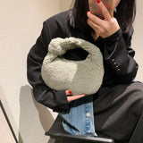 Winter Plush Mini Leather Clutch Bag