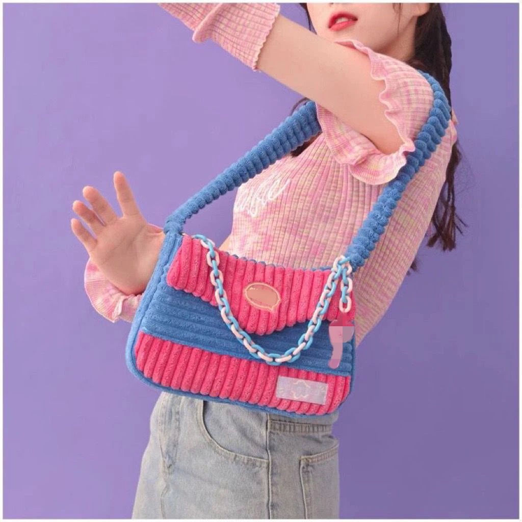 Winter Plush Underarm Bag Corduroy Handbag
