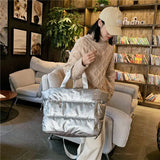 Winter Large Capacity Shoulder Bag Waterproof Nylon Space Pad Down Bag