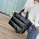 Winter Large Capacity Shoulder Bag Waterproof Nylon Space Pad Down Bag