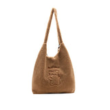 Winter Plush Handbag Embroidered Bear Woolen Bag