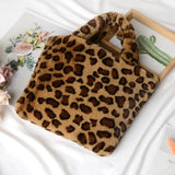 Leopard Fur Winter Shoulder Bag Chain Large Plush Handbag Messenger Bag