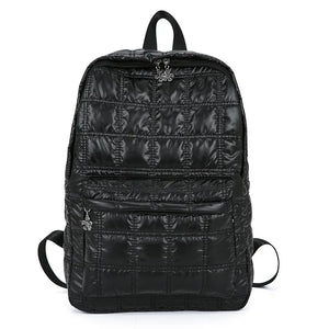 Winter Women Backpack Space Pad Cotton Feather Down Bag Travel Backpacks